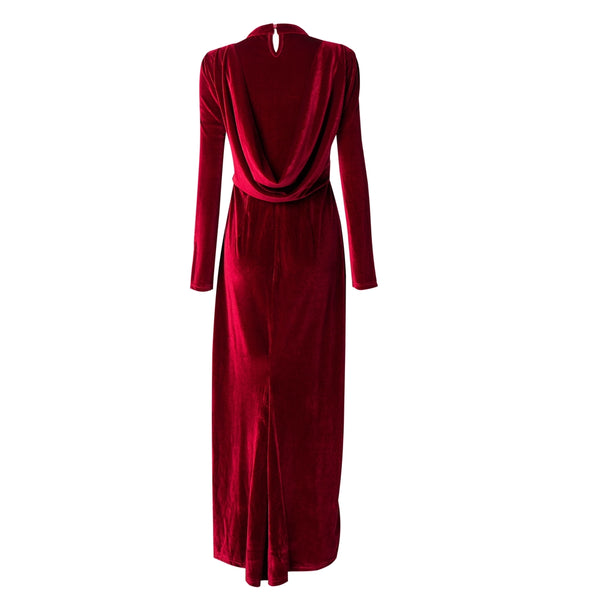 Ruby Velour Draped Gown