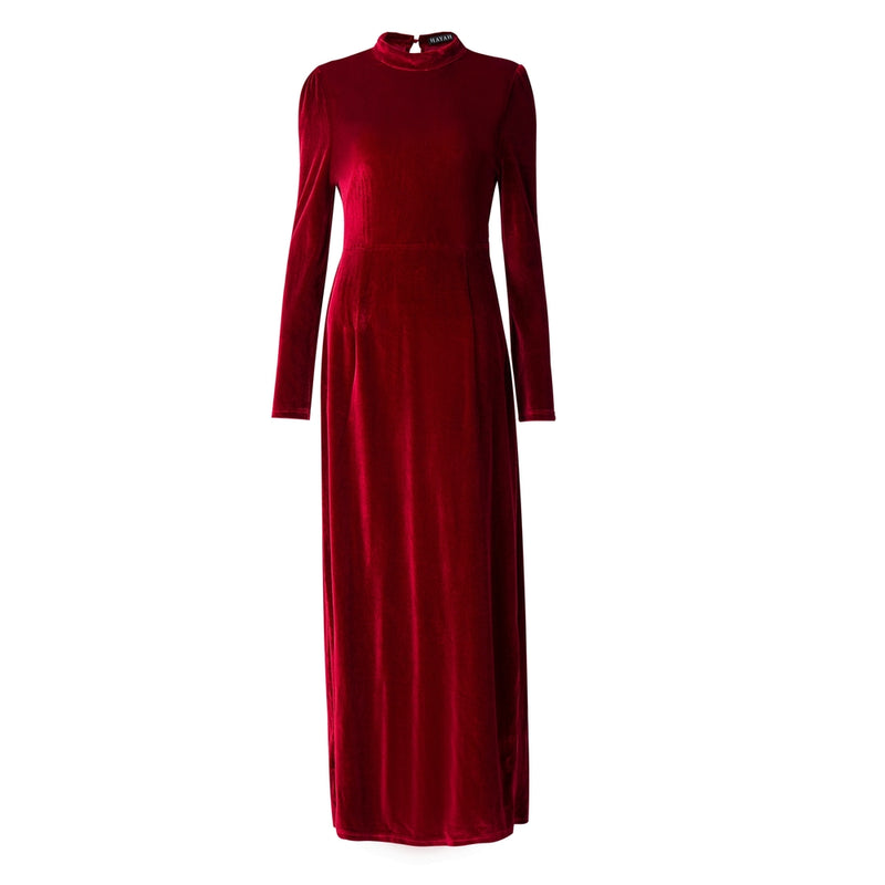 Ruby Velour Draped Gown – hayahcollection