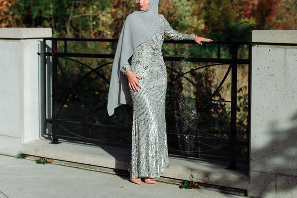 Metallic Sequin Gown